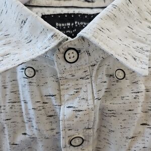 Denim & Flower Men's White and Black Casual Shirt, Size Large